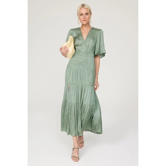 Maje Dresses & Skirts - Maje Rome Satin Midi Dress Green Womens FR 36 US 2